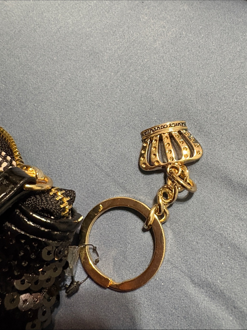 Juicy Couture Black Sequin Wristlet Pouch with Logo purse charm. - Picture 5 of 7